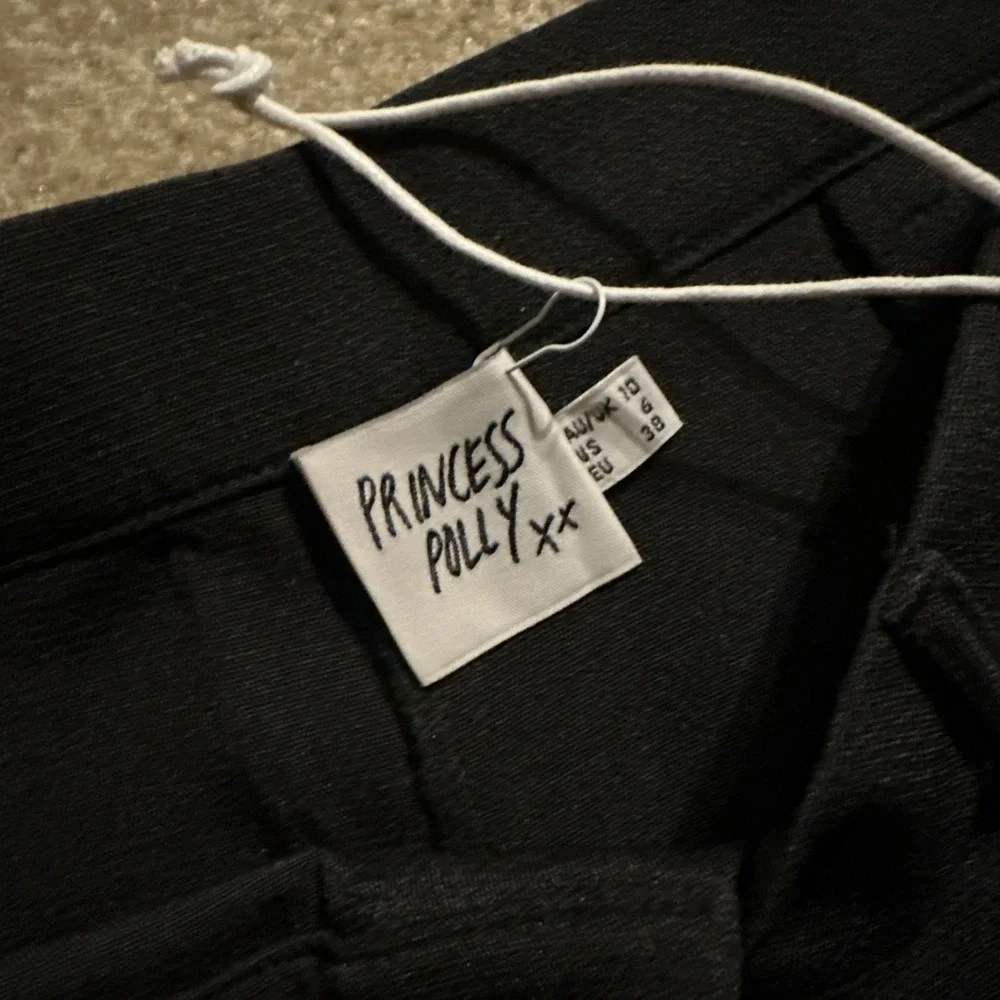 Princess Polly Asymmetrical High Rise‎ Shorts Black US 6 NWT Dressy Cuffed Poly